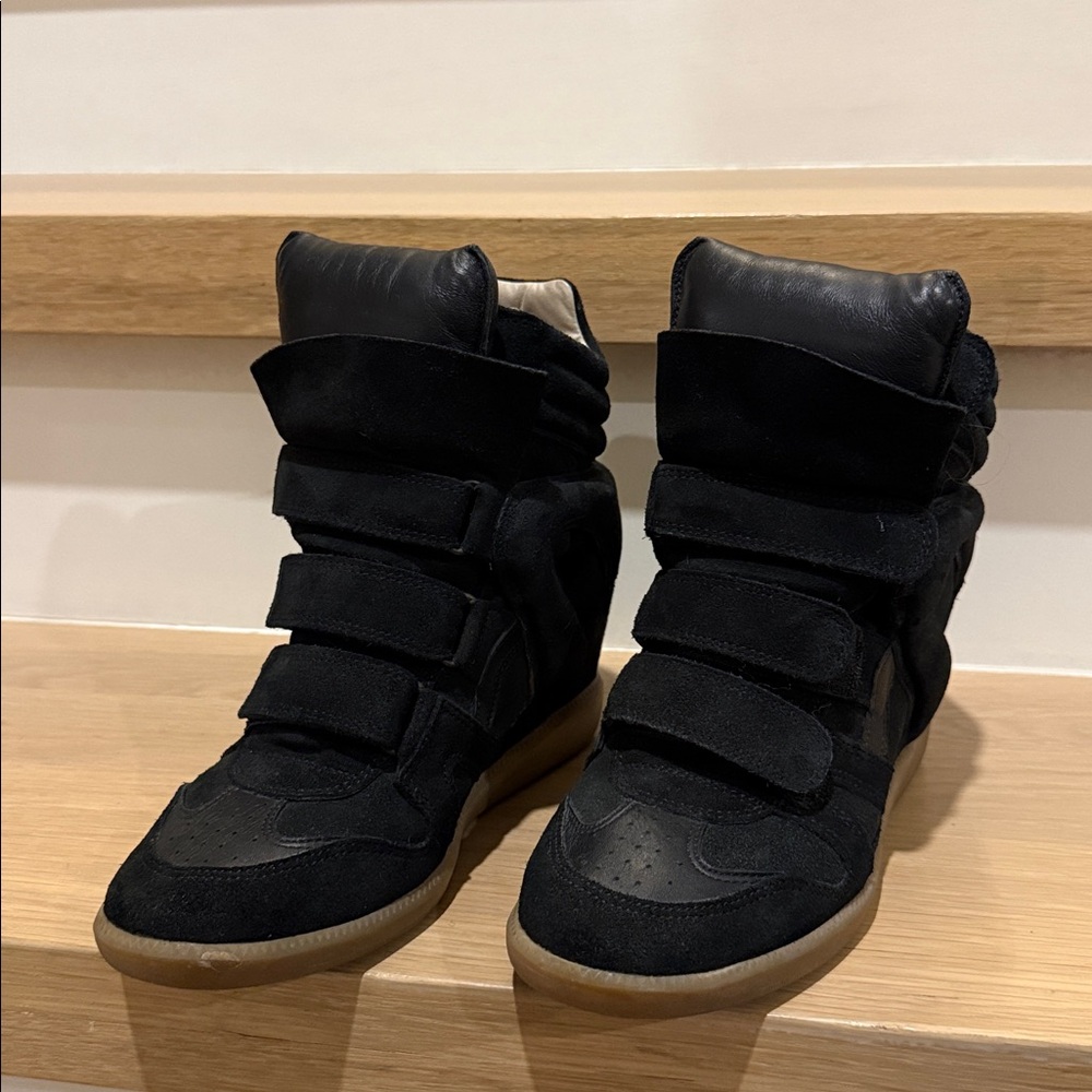 Isabel Marant Black High-Top Sneakers with Velcro Straps